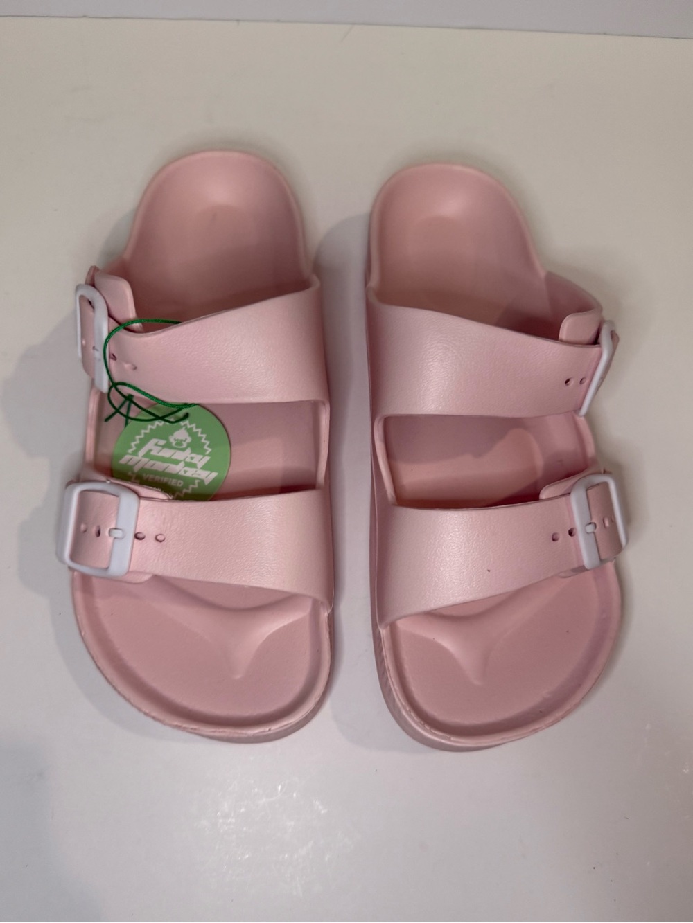 Women's Pink Double-Buckle Slide Sandals